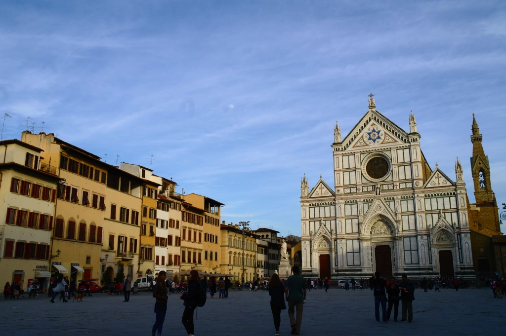 Piazza Santa Croce a Firenze con la facciata della Basilica di Santa Croce