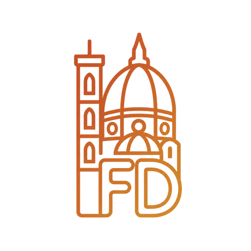 Illustrazione stilizzata del Duomo di Firenze e del Campanile di Giotto con iniziali FD in arancione.